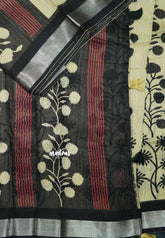 Blended linen cotton chikku and black combo - Design 9